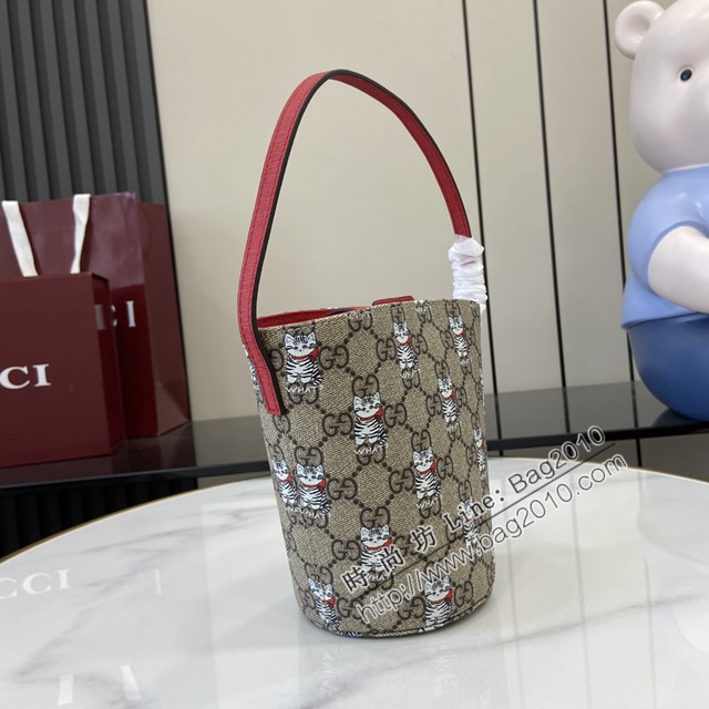 Gucci專櫃古馳2025早春兒童系列最新款動物印花手提托特包 jh2919型號：752356